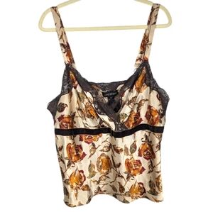 Vintage Lane Bryant lace floral autumn fall leaves camisole Tank size woman's 18